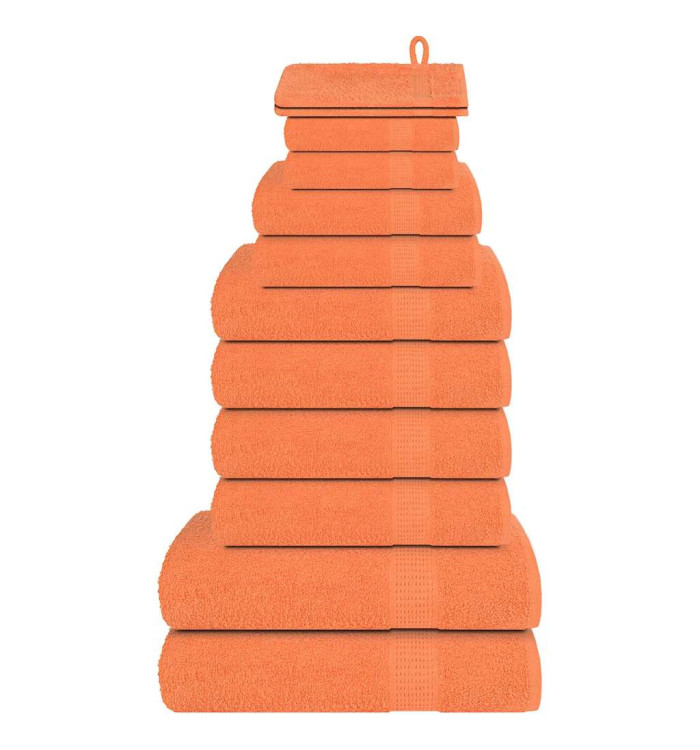 Ensemble de serviettes 12 pcs orange 360 g/m² 100% coton | Mobilier & Déco