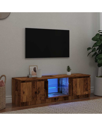 Meuble TV avec lumières LED vieux bois bois d'ingénierie | Mobilier & Déco