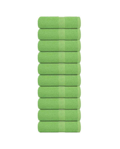 Serviettes d'invité 10pcs vert pomme 30x50cm 360g/m² 100% coton | Mobilier & Déco