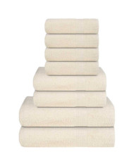 Ensemble de serviettes 8 pcs crème 360 g/m² 100% coton | Mobilier & Déco