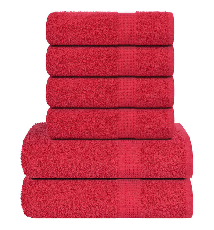 Ensemble de serviettes 6 pcs rouge 360 g/m² 100% coton | Mobilier & Déco