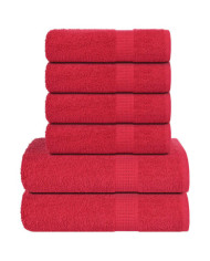 Ensemble de serviettes 6 pcs rouge 360 g/m² 100% coton | Mobilier & Déco