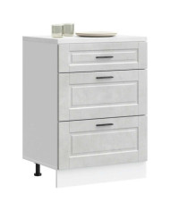 Armoire de cuisine Porto gris béton bois d'ingénierie | Mobilier & Déco