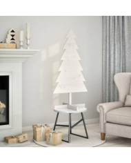 Arbre de Noël en bois pour décoration blanc 120 cm pin massif | Mobilier & Déco