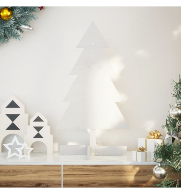 Arbre de Noël en bois pour décoration blanc 80 cm pin massif | Mobilier & Déco