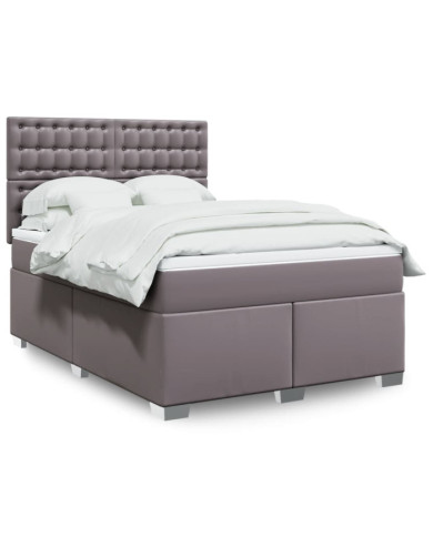 Sommier à lattes de lit avec matelas Gris 140x190 cm Similicuir | Mobilier & Déco