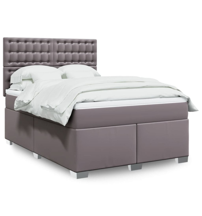 Sommier à lattes de lit avec matelas Gris 140x190 cm Similicuir | Mobilier & Déco