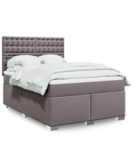 Sommier à lattes de lit avec matelas Gris 140x190 cm Similicuir | Mobilier & Déco