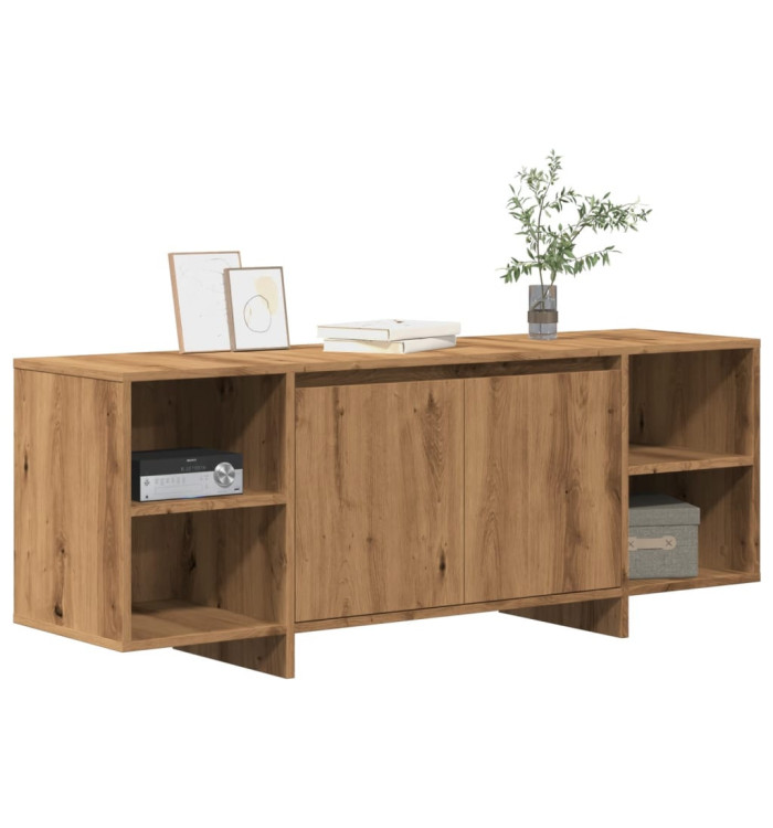 Meuble TV chêne artisanal 130x35x50 cm bois d'ingénierie | Mobilier & Déco