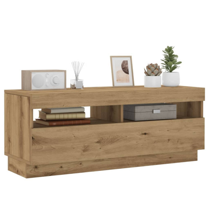 Meuble TV avec lumières LED chêne artisanal bois d'ingénierie | Mobilier & Déco