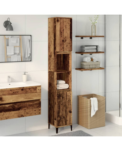 Armoire de salle de bain vieux bois 30x30x190cm bois ingénierie | Mobilier & Déco