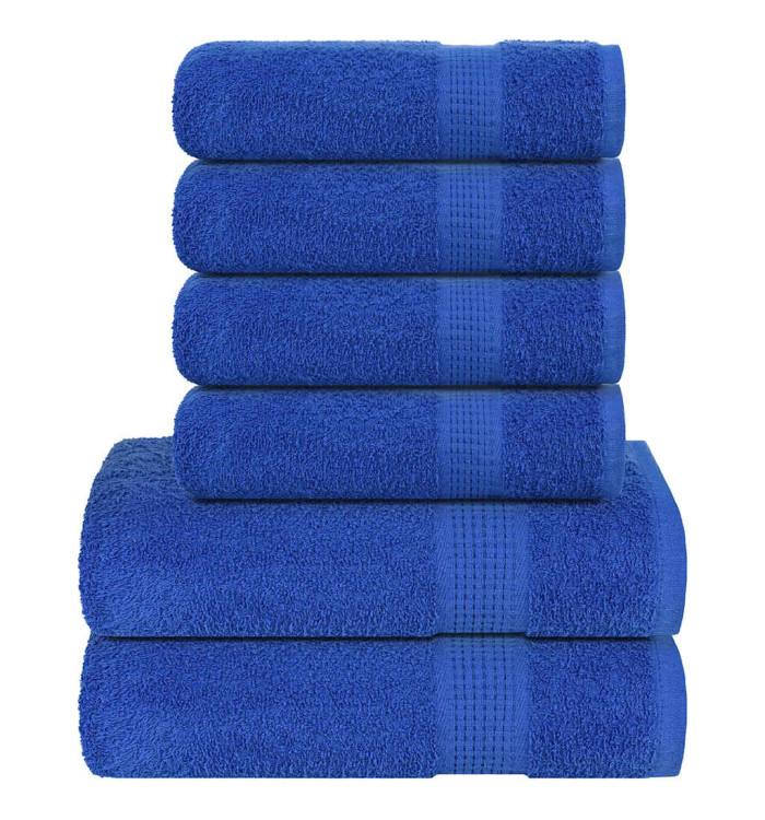 Ensemble de serviettes 6 pcs bleu 360 g/m² 100% coton | Mobilier & Déco