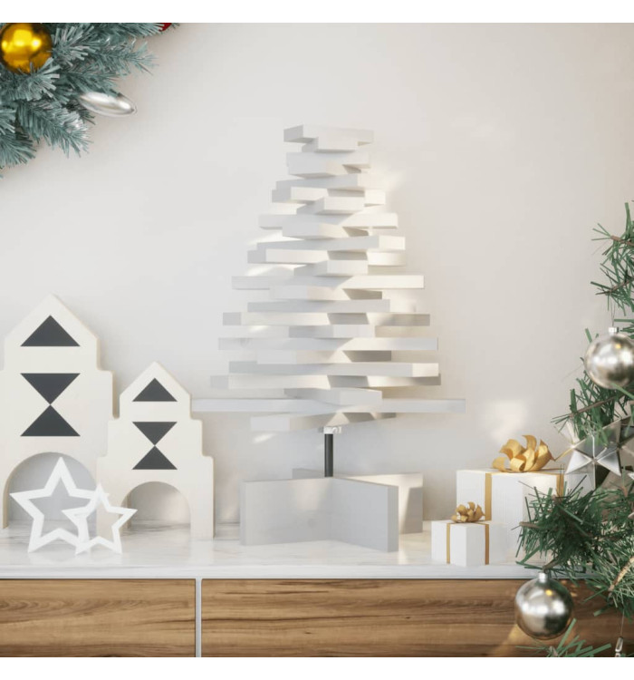 Arbre de Noël en bois pour décoration blanc 60 cm pin massif | Mobilier & Déco