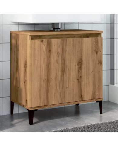Armoire d'évier chêne artisanal 58x33x60 cm bois d'ingénierie | Mobilier & Déco