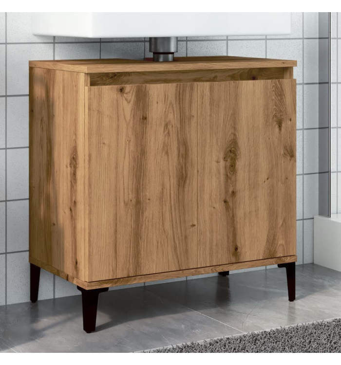 Armoire d'évier chêne artisanal 58x33x60 cm bois d'ingénierie | Mobilier & Déco