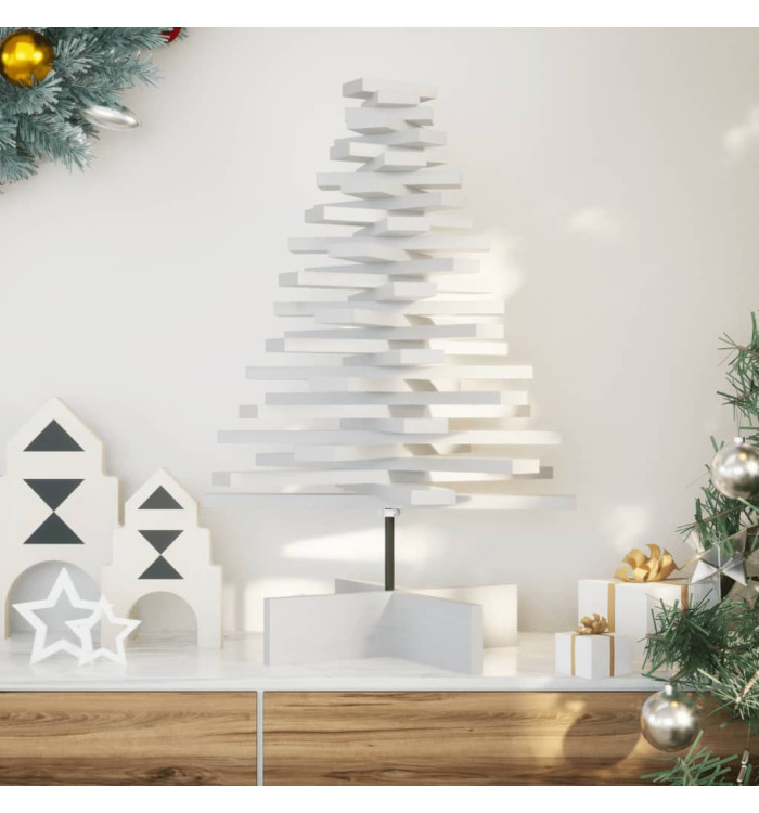 Arbre de Noël en bois pour décoration blanc 80 cm pin massif | Mobilier & Déco