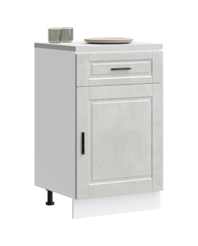 Armoire de cuisine Porto gris béton bois d'ingénierie | Mobilier & Déco