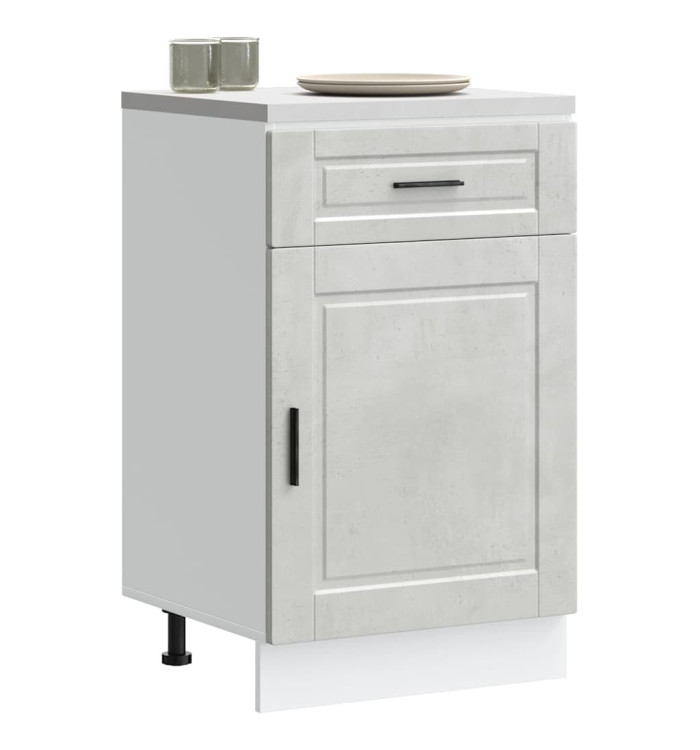 Armoire de cuisine Porto gris béton bois d'ingénierie | Mobilier & Déco