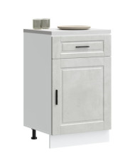 Armoire de cuisine Porto gris béton bois d'ingénierie | Mobilier & Déco