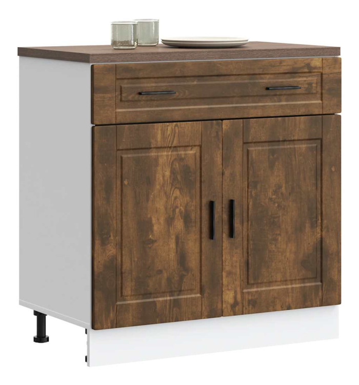 Armoire de cuisine Porto chêne fumé bois d'ingénierie | Mobilier & Déco