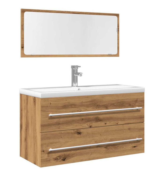 Ensemble de meubles salle de bain 2 pcs bois d'ingénierie | Mobilier & Déco