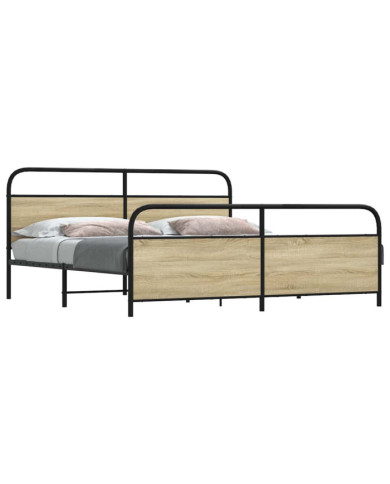Cadre de lit en métal sans matelas chêne sonoma 180x200 cm | Mobilier & Déco