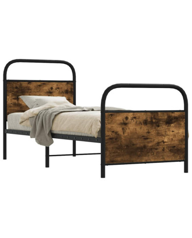 Cadre de lit sans matelas 80x200cm chêne fumé bois d'ingénierie | Mobilier & Déco
