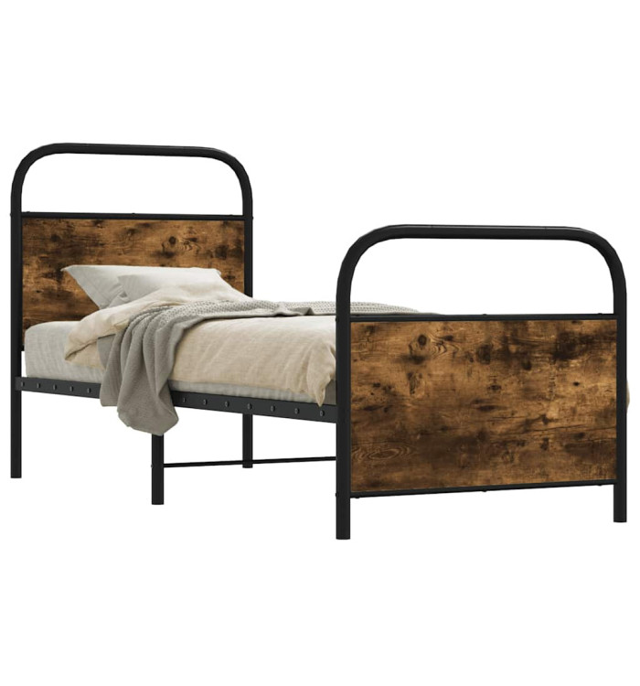 Cadre de lit sans matelas 80x200cm chêne fumé bois d'ingénierie | Mobilier & Déco