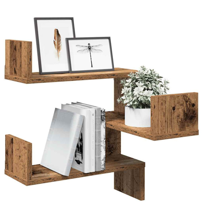 Étagères d'angle murales 2 pcs vieux bois 40x40x49,5 cm | Mobilier & Déco