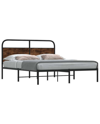 Cadre de lit sans matelas 150x200 cm chêne fumé bois ingénierie | Mobilier & Déco