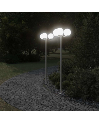 Lampadaires d'extérieur 2 pcs argenté 215 cm acier inoxydable | Mobilier & Déco