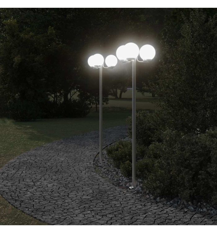 Lampadaires d'extérieur 2 pcs argenté 215 cm acier inoxydable | Mobilier & Déco