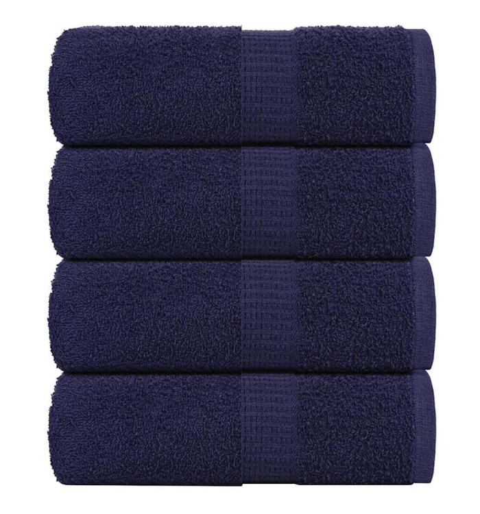 Serviettes d'invité 4 pcs bleu marine 30x50 cm 100% coton | Mobilier & Déco