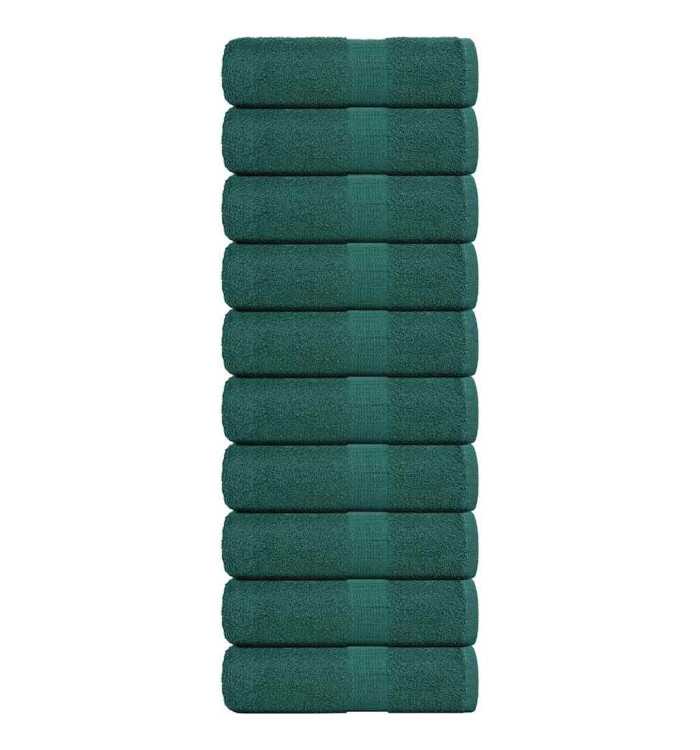 Serviettes de visage 10 pcs vert 30x30 cm 360 g/m² 100% coton | Mobilier & Déco