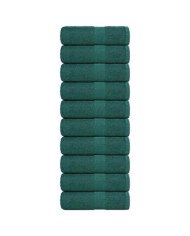 Serviettes de visage 10 pcs vert 30x30 cm 360 g/m² 100% coton | Mobilier & Déco