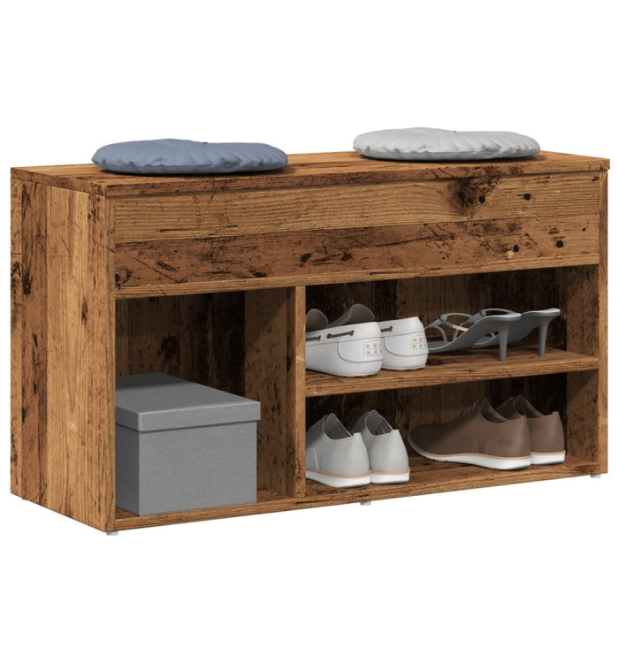 Banc à chaussures vieux bois 80x30x45 cm bois d'ingénierie | Mobilier & Déco