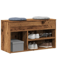 Banc à chaussures vieux bois 80x30x45 cm bois d'ingénierie | Mobilier & Déco