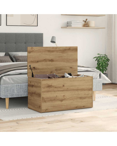 Coffre de rangement chêne artisanal 84x42x46 cm bois ingénierie | Mobilier & Déco