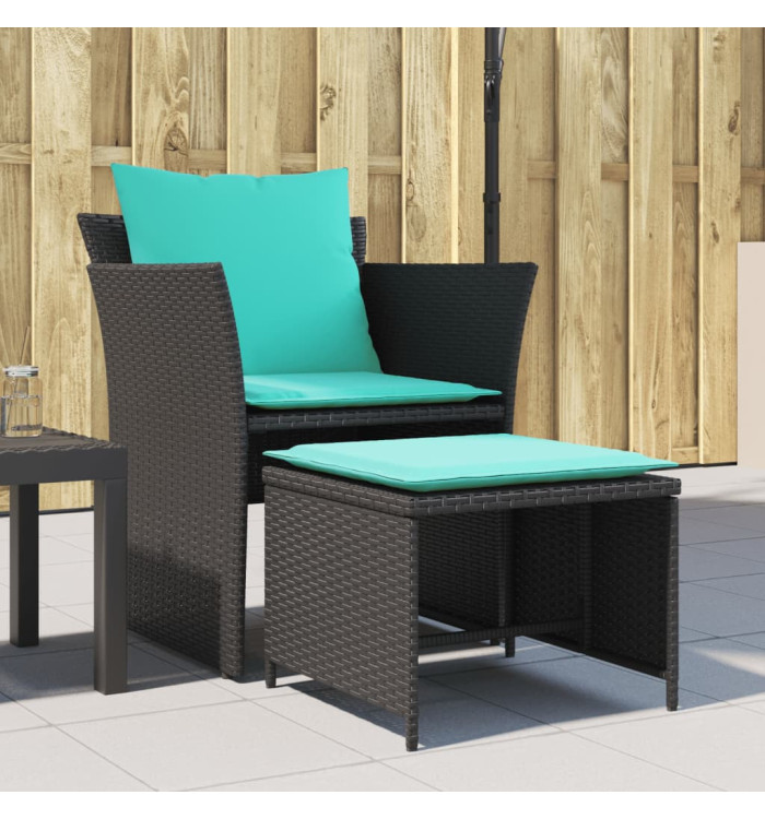 Chaise de jardin avec tabouret noir résine tressée | Mobilier & Déco