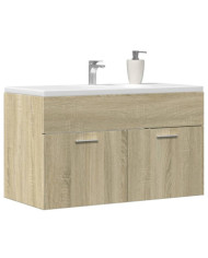 Armoire lavabo de salle de bain chêne sonoma bois d'ingénierie | Mobilier & Déco