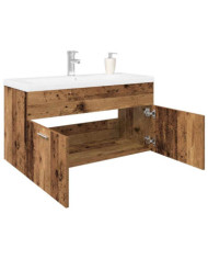 Meuble avec vasque intégrée vieux bois bois d'ingénierie | Mobilier & Déco