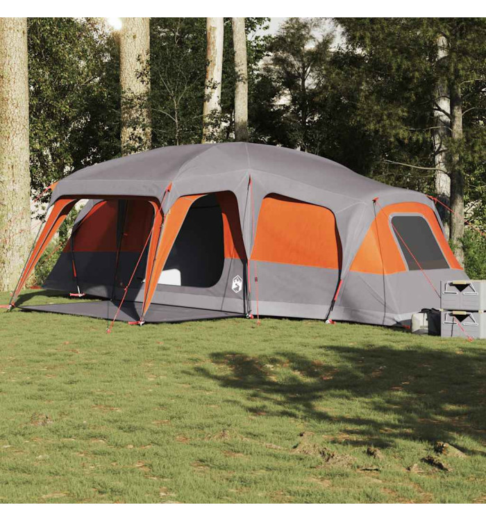 Tente familiale avec dôme de porche 9 personnes gris et orange | Mobilier & Déco