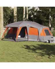Tente familiale avec dôme de porche 9 personnes gris et orange | Mobilier & Déco