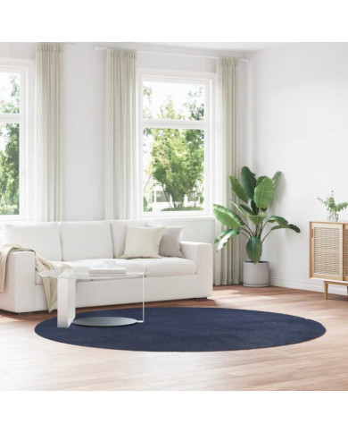 Tapis shaggy à poils longs NAVARRA bleu marine 240x240 cm | Mobilier & Déco