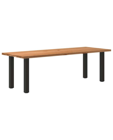 Table à manger marron clair bois de chêne massif rectangulaire | Mobilier & Déco