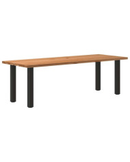 Table à manger marron clair bois de chêne massif rectangulaire | Mobilier & Déco