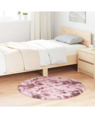 Tapis Shaggy à poils longs NAVARRA rose poudré 100x100 cm | Mobilier & Déco