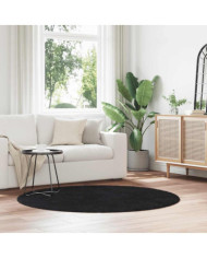 Tapis shaggy à poils longs NAVARRA noir 160x160 cm polyester | Mobilier & Déco