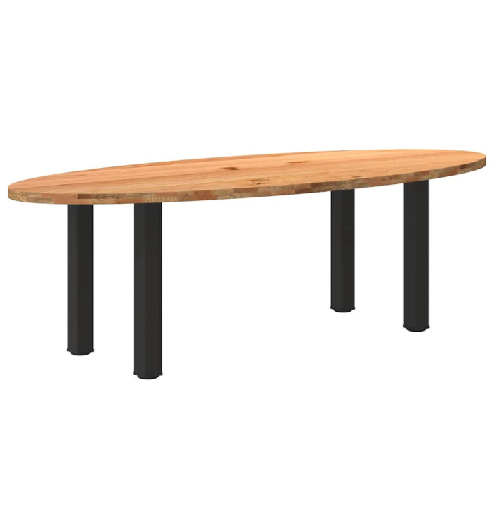 Table à manger marron clair bois de chêne massif ovale | Mobilier & Déco
