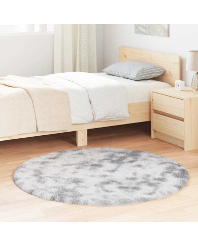 Tapis shaggy à poils longs NAVARRA gris clair 120x120 cm | Mobilier & Déco